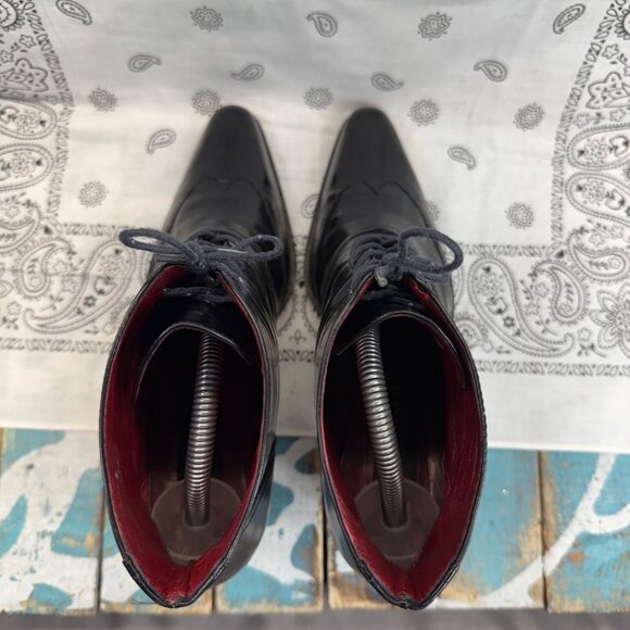 VTG DONNA KARAN OXFORD GRANNY/GOTH ANKLE BLACK LEATHER BOOTS SZ 7B - Picture 5 of 11